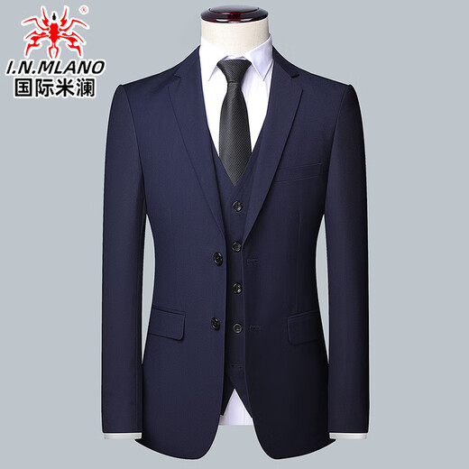 International Milan French haute couture men's high-end suit business casual high-end small suit three-piece vest formal gray custom design/fast delivery L 175