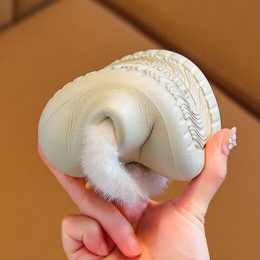 Children's cotton slippers for autumn and winter outer wear cartoon briquettes for girls and boys indoor home warm bags with cotton shoes waterproof khaki-small briquettes waterproof thick velvet 18 (28-29) shoe inner length 18cm/foot length 17