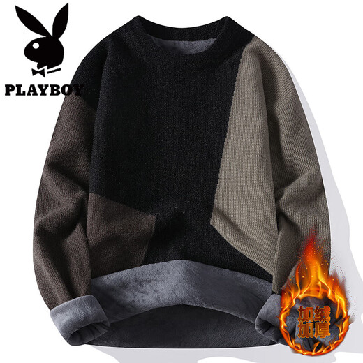 
Playboy (PLAYBOY) autumn and winter new style teenager student shirt collar sweater trendy warm loose casual vacation two-piece pullover sweater men M9928 black and blue upgrade anti-pilling M 90-110Jin [Jin equals 0.5 kg]