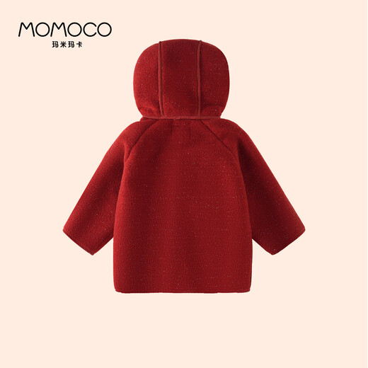 Mami Maca (MOMOCO) children's coat winter girls' coat velvet sweet fashion love woolen coat red 130