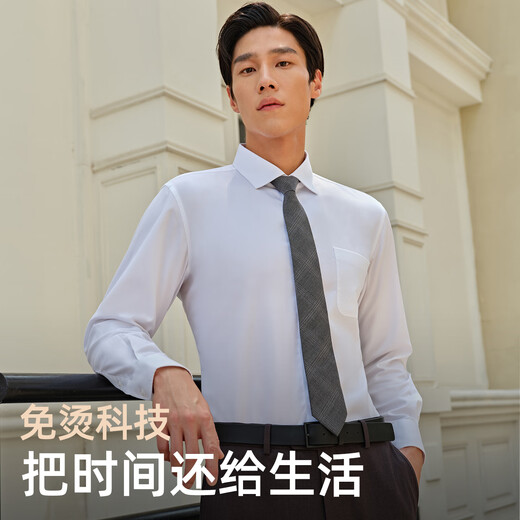 雅戈尔（YOUNGOR）长袖衬衫男素色DP免烫衬衫全棉面料舒适透气抗皱易打理新品 浅蓝色 42 （180/100A）