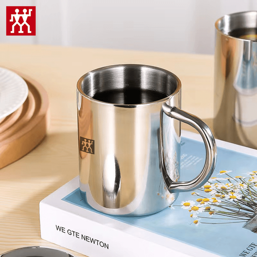 Zwilling (ZWILLING) tail goods stainless steel mug tea cup office tea coffee cup with lid beverage silver with lid 400ml