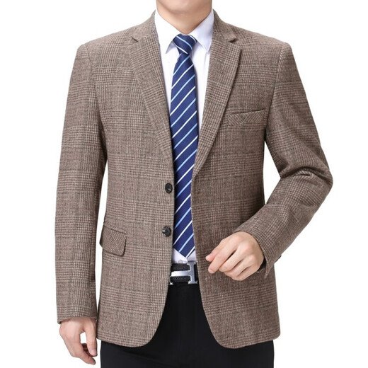 CEO雅戈尔新款中年男士西装外套春秋季爸爸装时尚格子单西服外套 藏青 3XL 190