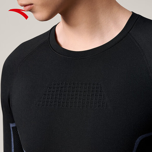 ANTA Ski Quick-Drying Sports Suit 25 Years Winter Outdoor Tight Thermal Underwear Training Basement Shirt Basic Black/Light Blue-2 2XL (Male 185)