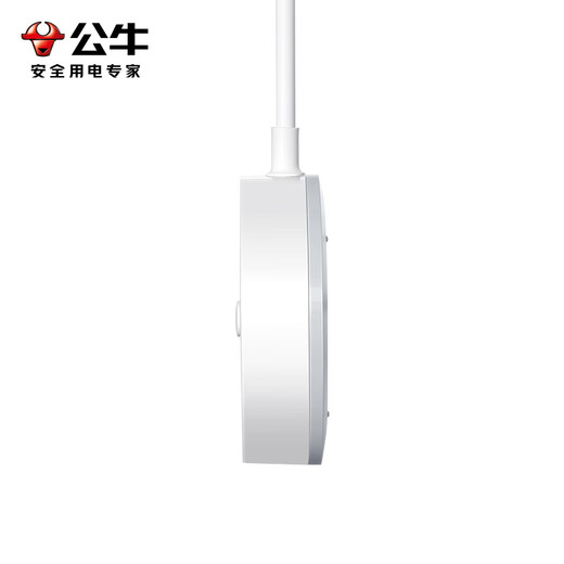 BULL safety socket round strip disc series new national standard super power leakage protection terminal board for dormitory, bedroom and office four-digit master control 1.8 meters | white | super power protection R2220