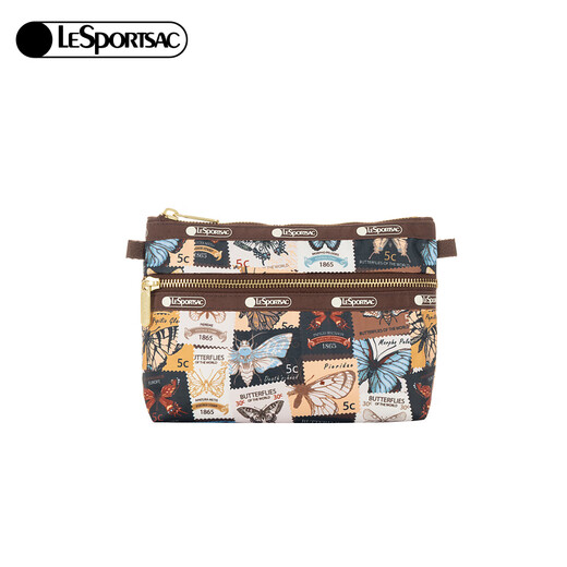 LeSportsac new butterfly stamp series gentle retro style double-layer coin purse clutch bag for women butterfly stamps