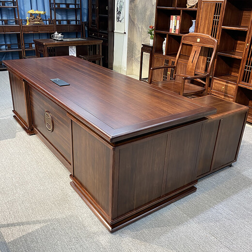 Rosewood desk and bookcase combination all solid wood boss desk and chair with side table office furniture executive desk rosewood 2.4m desk + side table + main chair + bookcase