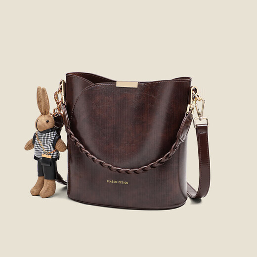 YUYULA cowhide bag women's bag crossbody bucket bag commuting light luxury shoulder bag birthday gift high-end for girlfriend and wife