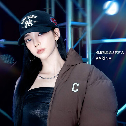 Major League Baseball (MLB) official Zhang Linghe same style hat for men and women, fashionable summer sun visor baseball cap, peaked cap, big head outdoor hat, New York Yankees/black/KARINA same style, one size F