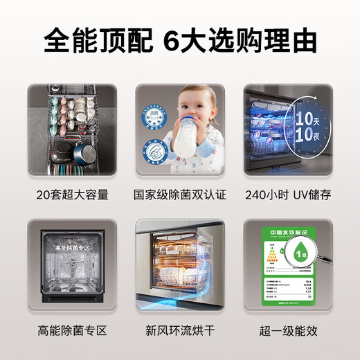 Bosch (BOSCH) V10Pro 20 sets of built-in household large-capacity dishwashers, fresh air circulation drying, 240 hours storage, maternal and infant grade sterilization, innovative steam decontamination, SJV4HMX66C, need to be equipped with separate door panels