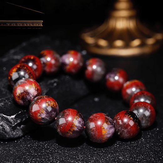 Fat Donglai's same style gold strawberry red rabbit hair tourmaline bracelet Peter stone purple titanium aurora tanzanite titanium crystal super seven crystals Wei Zhenpin Jewelry Live Room Live Room Selection