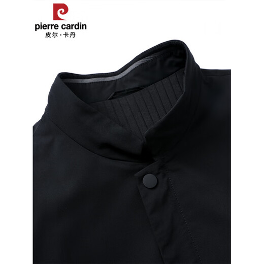 Pierre Cardin high-end light luxury stand collar windbreaker men's mid-length 2025 spring and autumn middle-aged men's business casual jacket black L 175