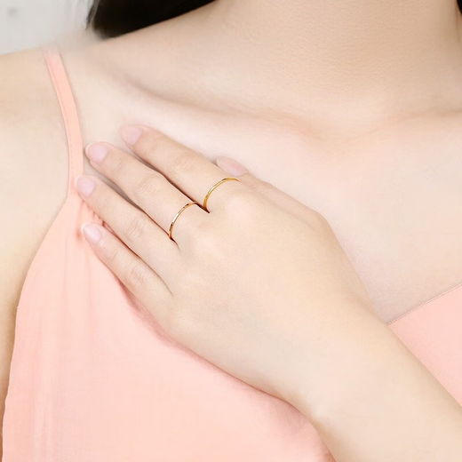 Xingu 18K gold ring for women, broken ice color gold plain ring, light luxury Valentine's Day gift for girlfriend and wife's birthday, car flower K yellow No. 9