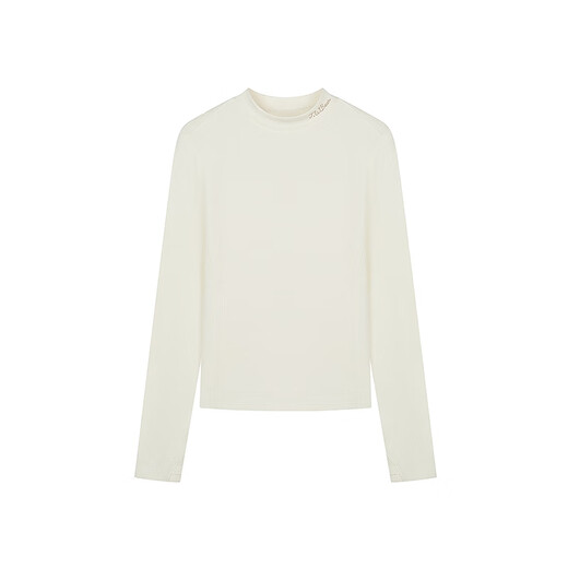
Teenie Weenie Bear Women's T-shirt 2025 Autumn New Small Tretleneck Fleece Base Long Sleeve Top Ivory White M