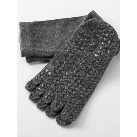 Yoga socks non-slip men's five-finger Pilates fitness skipping rope mid-tube adult indoor floor men's style - black + gray 2 pairs
