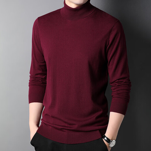 100% pure wool sweater men's turtleneck sweater new Puyuan sweater versatile warm knitted bottoming shirt military green M 170/88A