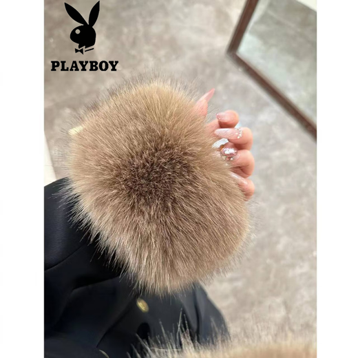 Playboy (PLAYBOY) off-season deal with rich woman daughter down coat women's big fur collar long coat down jacket slimming temperament black with fur collar official flagship version with shipping insurance S 80-105