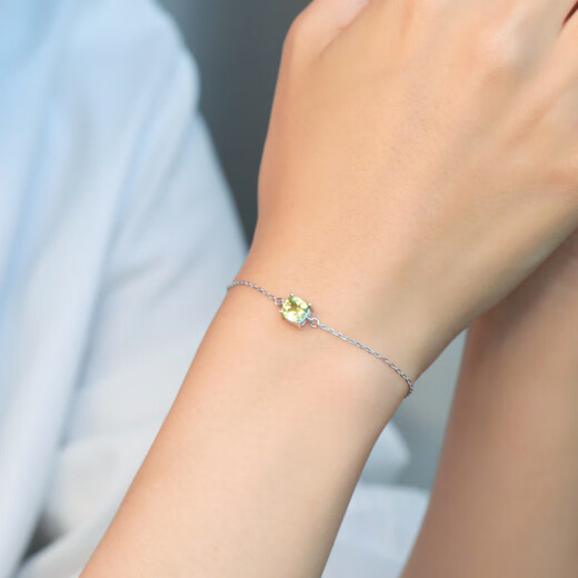 Jinxu 85-point green peridot bracelet for women, 925 silver colored jewelry, classic and exquisite, popular ins for girls’ birthday gifts