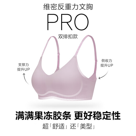 Victoria's Secret Yang Mi and Tian Xiwei's same style jelly strip anti-gravity push-up soft support bra and panties set for Year of the Horse gift 3XY0 nude color - glossy style S PRO double breasted (70C/70D/75A/75B