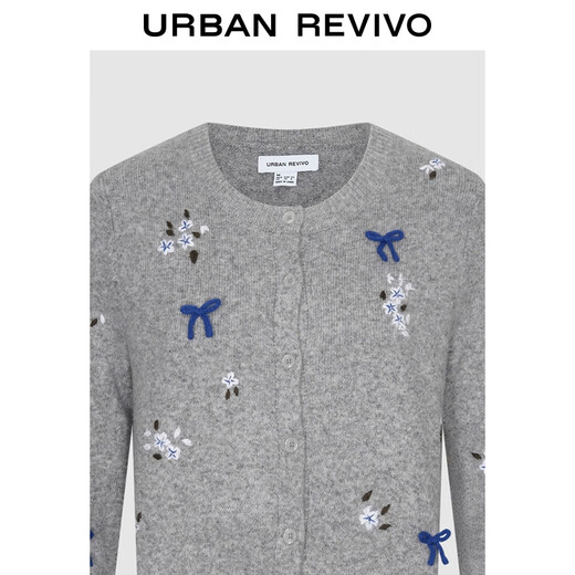 UR2025 Autumn New Women's Casual Bow Floral Jacquard Knitted Cardigan UYY950136