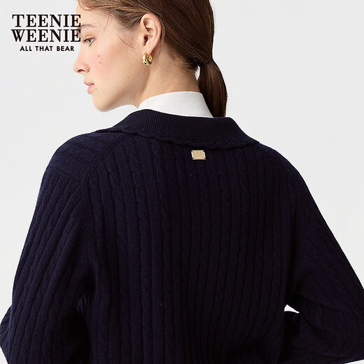 Teenie Weenie Bear Women's Four Seasons Triche Trigan Cardigan 2025 AUTOMNE NOUVELLE GIRLE SENSE SENSE CONFORT Pull bleu marine S