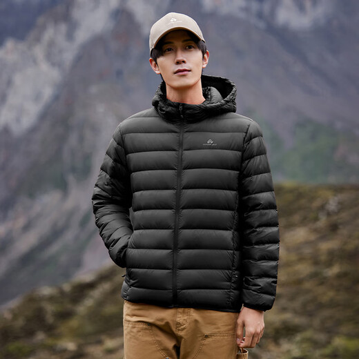 Pioneer Camp Autumn and Winter Men's Lightweight Down Jacket Group Purchase 90 Fleece Hooded Jacket Men's Warm Outdoor Down Liner Ribs Black 2XL