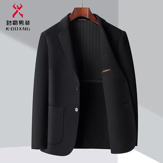 KBXNG high-end men's double-sided wool suit middle-aged dad business casual thick single suit winter woolen suit Y2306 black M 170/48