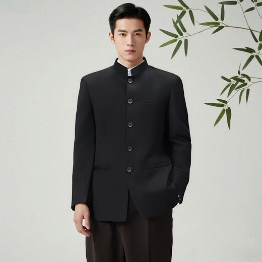 GOKU men's tunic suit Chinese style Tang suit men's suit suit teenagers Chinese style stand collar black jacket national trend tunic suit + black trousers 2XL recommended 135-150Jin Jin equals 0.5 kg