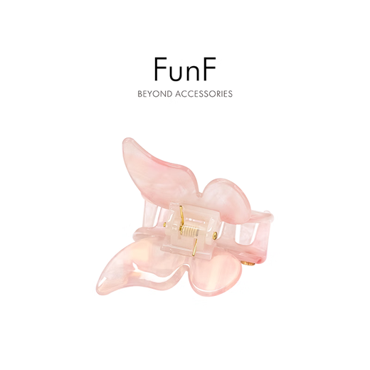 Yingtang FunF/Lefenqi star's same light luxury style bow acetic acid gripper hairpins dance of butterfly shadow aurora pink