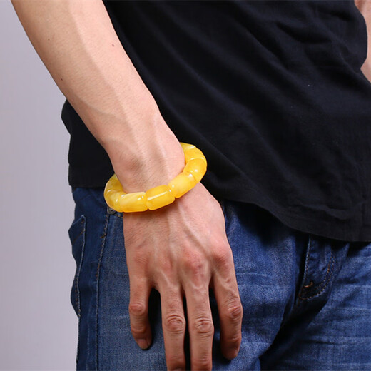 Yuze Baltic Chicken Oil Yellow Beeswax Bucket Beads Single Circle Bracelet Old Beeswax Amber Bucket Beads Special-shaped Bracelet for Boyfriend