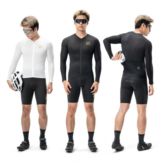 ROCKBROS cycling jersey long-sleeved top suit professional road cycling sportswear breathable men's summer and autumn polar night black L