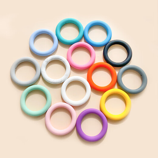 Silicone teether food grade hole ring chewing gum for babies to prevent falling off during oral period, blue 1 pack
