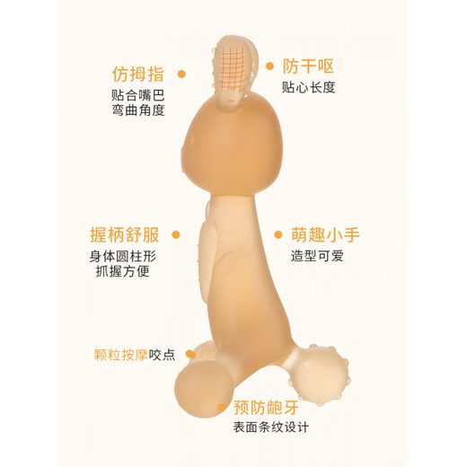 Beingmate beingmate rabbit teether baby anti-eating hand small month old baby molar stick 6 months oral period toy chews 4 brown yellow-rabbit teether comes with storage box 1 pack
