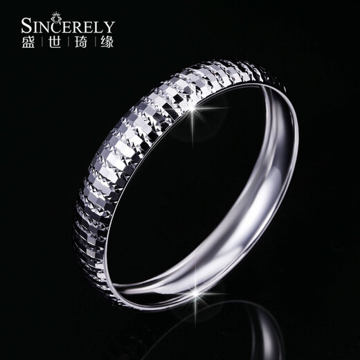 Shengshi Qiyuan platinum bracelet for women pt950 platinum bracelet platinum new semi-solid sparkling bracelet concubine bracelet inner diameter 52mm weight 24-25 grams face width about 8mm