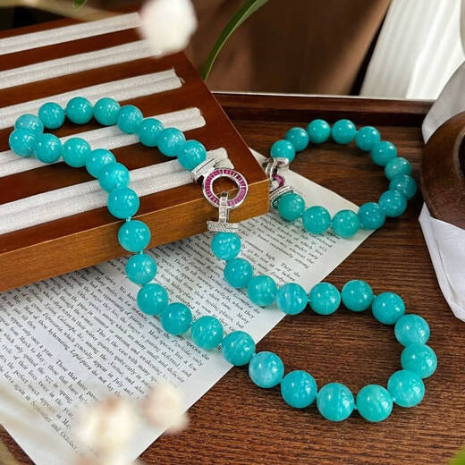 Cold Bamboo Tianhe Stone Necklace Bracelet Set Large Particles High-End Atmosphere Whitening Gift Birthday 12m Original Bracelet