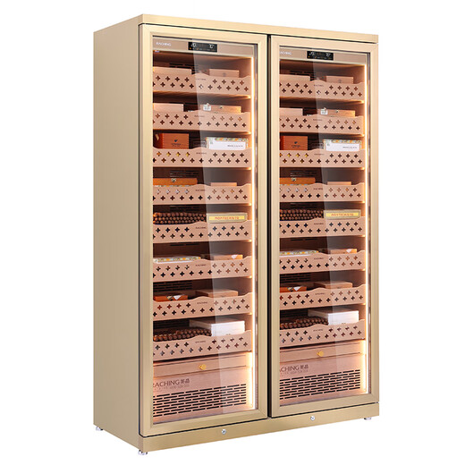 Meijing Raching/Meijing Red Wine + Cigar Combination Cabinet CD1200 Stainless Steel Old Cannon Double Door Constant Temperature and Humidity Compressor Humidity Cabinet Tuhaojin-Double Door Cigar Cabinet
