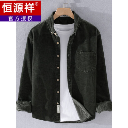 Hengyuanxiang marca de ropa de alta gama, otoño e invierno más camisa de manga larga de terciopelo, chaqueta de pana masculina, stripe bañera de algodón de terciopelo en espesor en espesor