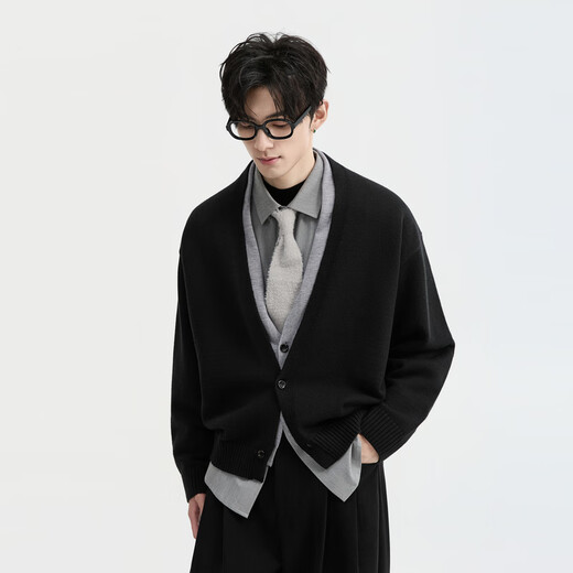 Piaget Zall Lyocell Tencel Wool 25 Autumn and Winter Deep V-neck Fake Two-piece Knitted Cardigan Men's Casual Sweater