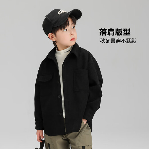 Zuoxi Boys' Velvet Shirt Autumn and Winter 2025 New Children's Shirt Jacket Thickened Boy's Long Sleeve Brown 110