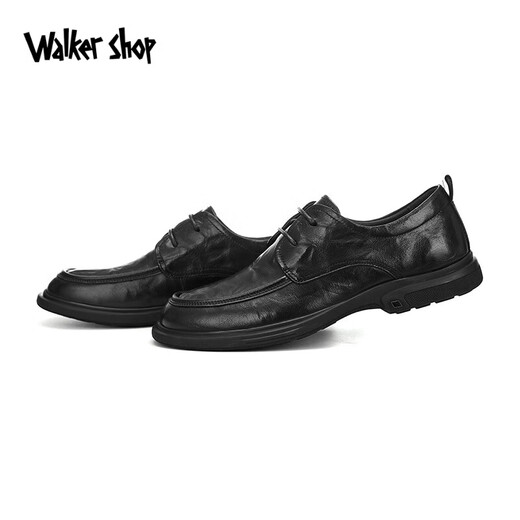 Walker Shop Commuting Men's Casual Leather Shoes First Layer Cowhide 2025 New Breathable and Comfortable Soft Sole Business Leather Shoes for Men Black Lace Up 40