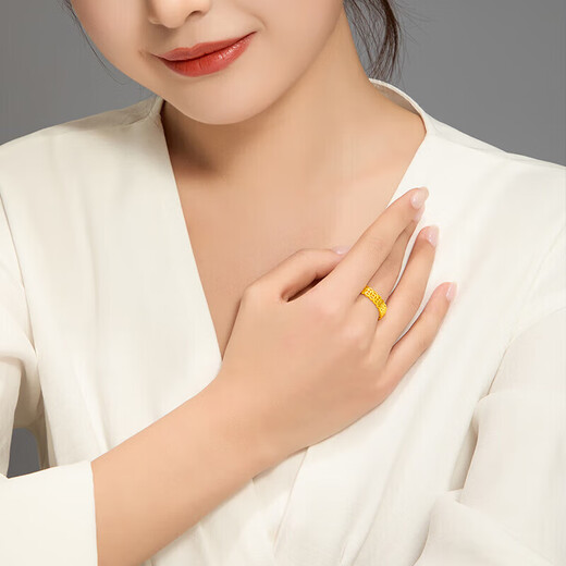 BJYL Golden Wealth Rolling Copper Coin Ring Women's Fashion Personalized Index Finger Ring Imitation Alluvial Ring Ring Hand Jewelry Default No. 7, other sizes need to be noted