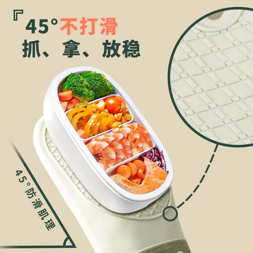 FVFH German high temperature resistant anti-scalding gloves kitchen oven microwave oven special silicone heat insulation gloves thickened heat-proof baking anti-scalding thickened and long gloves 5 fingers pine cone green - 2 pieces