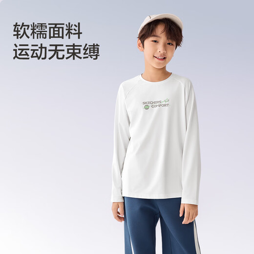 Skechers Skechers cyclone quick-drying T children's casual long-sleeved men's and women's long-sleeved T-shirt P325K001 bright white/0019 120
