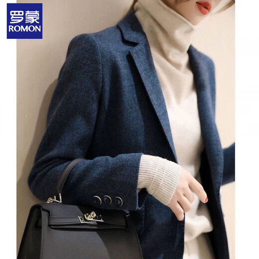 Luo Meng 2025 Spring and Autumn New Style Waist Fit Suit Jacket Design Niche Slim Casual Suit Women's Fashion Blue-1 234 Styles L Recommendation 85-100Jin Jin is equal to 0.5 kg