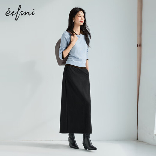Eifli (eifini) Eifli contrast color POLO collar long sleeve pullover knit sweater fashionable top for women 2025 autumn new light blue S 80-105Jin [Jin equals 0.5 kg]