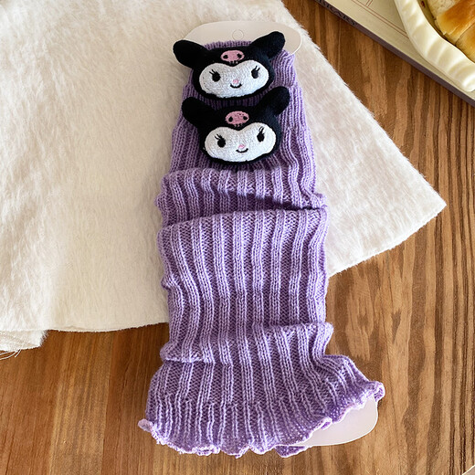 Cotton knitted socks for girls in spring and autumn pile socks stockings Lolita wool Jk socks autumn and winter warm leg warmers purple 1 pair one size fits all recommended 3-12 years old flat lay about 30CM
