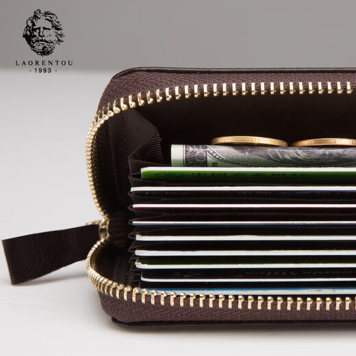 Old man's head men's card holder anti-degaussing and anti-theft brushed head layer cowhide bank card wallet driver's license vertical document bag