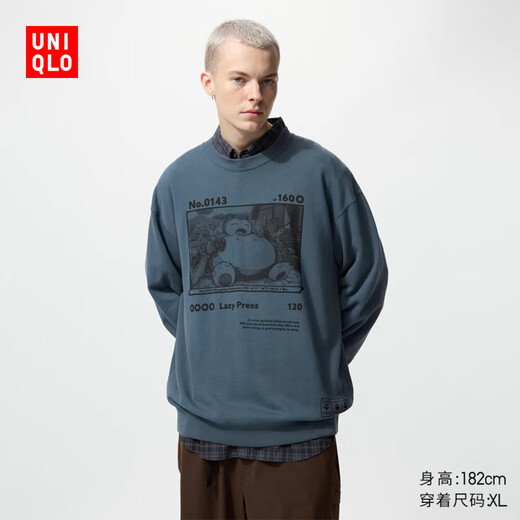 Uniqlo Men's and Women's Parent-Child UT Pokémon Sweatshirt Long Sleeve Pokémon Kirby 481069 67 Ocean Blue M /170/92A