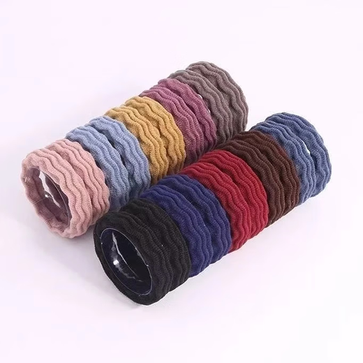 Highly elastic and durable seamless towel ring rubber band headband Korean version does not hurt hair hair rope women's simple hair tie hair accessories random pattern mixed color 10 pieces