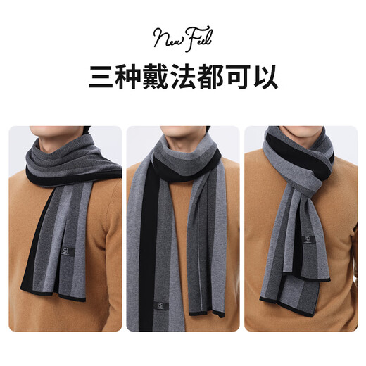 LangSha scarf men's scarf wool blended autumn and winter thickened and warm high-end gift box for elders, fathers and boyfriends